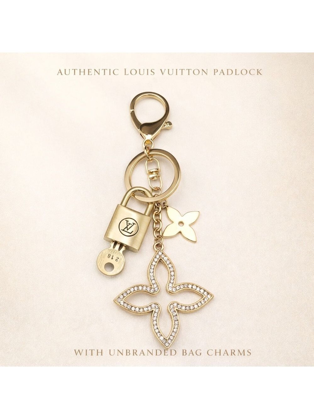 Louis Vuitton Gold Padlock 🔒 Key Set Authentic LV w/ Unbranded Flower Keychain